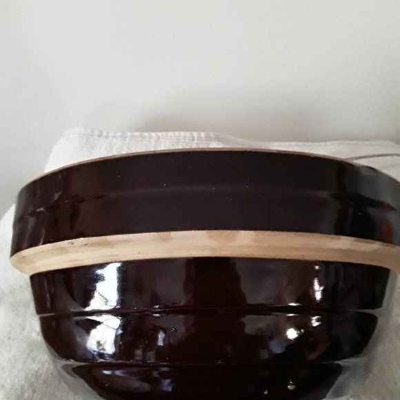 Vintage Brown Stoneware Large Bowl - Picture 2 of 6